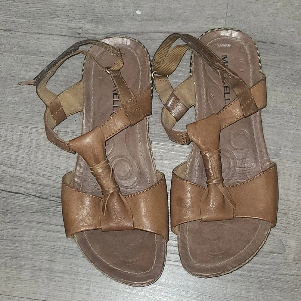 Merrell Tea Leaf Brown Leather Performance Sandals Womens 9 J61718 M-Select MOVE